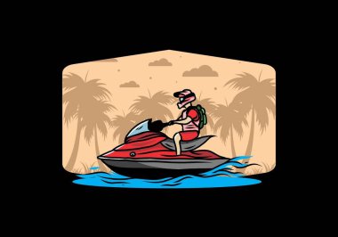 outdoor activity jet sky sport on the beach illustration design