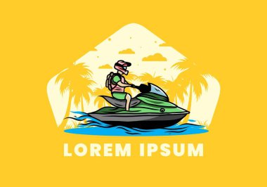 outdoor activity jet sky sport on the beach illustration design
