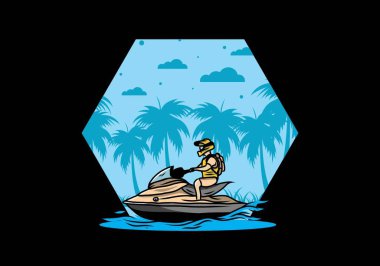 outdoor activity jet sky sport on the beach illustration design