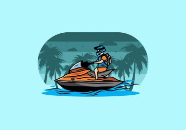 outdoor activity jet sky sport on the beach illustration design