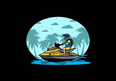 outdoor activity jet sky sport on the beach illustration design
