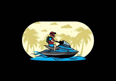 outdoor activity jet sky sport on the beach illustration design