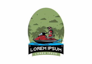 outdoor activity jet sky sport on the beach illustration design