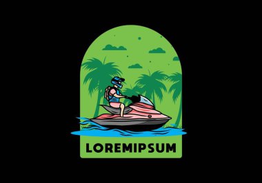 outdoor activity jet sky sport on the beach illustration design