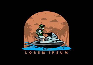 outdoor activity jet sky sport on the beach illustration design