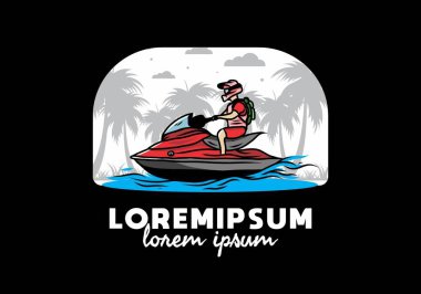 outdoor activity jet sky sport on the beach illustration design