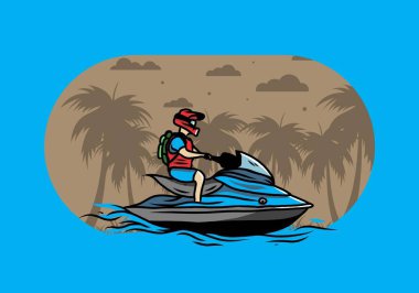 outdoor activity jet sky sport on the beach illustration design