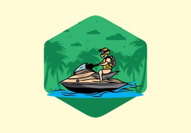 outdoor activity jet sky sport on the beach illustration design