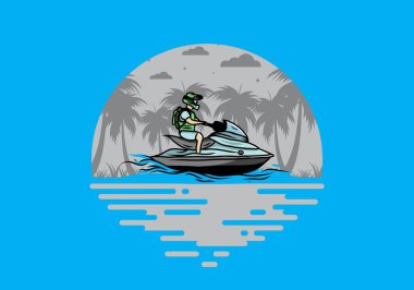 outdoor activity jet sky sport on the beach illustration design