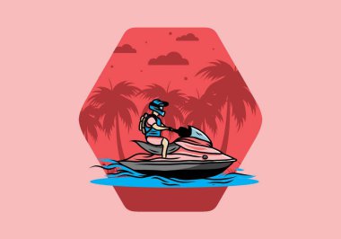outdoor activity jet sky sport on the beach illustration design