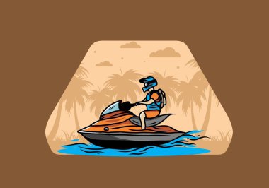outdoor activity jet sky sport on the beach illustration design