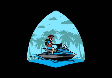 outdoor activity jet sky sport on the beach illustration design