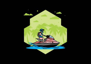 outdoor activity jet sky sport on the beach illustration design