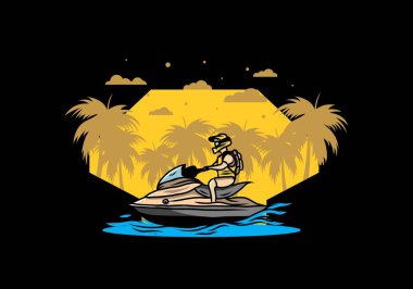 outdoor activity jet sky sport on the beach illustration design
