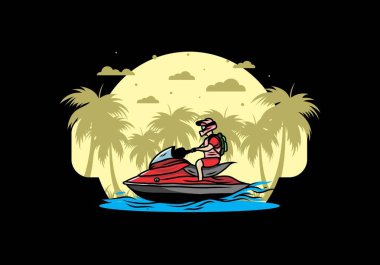 outdoor activity jet sky sport on the beach illustration design