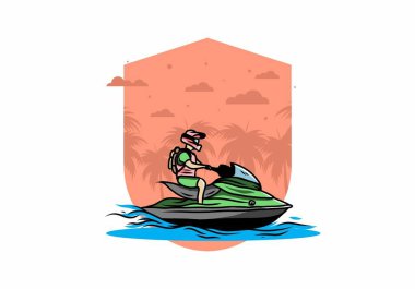 outdoor activity jet sky sport on the beach illustration design
