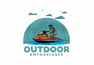 outdoor activity jet sky sport on the beach illustration design