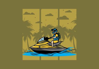 outdoor activity jet sky sport on the beach illustration design