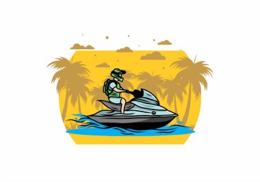 outdoor activity jet sky sport on the beach illustration design