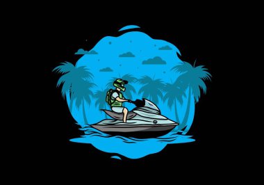 outdoor activity jet sky sport on the beach illustration design