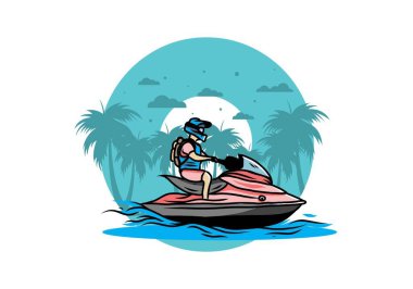 outdoor activity jet sky sport on the beach illustration design
