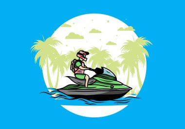 outdoor activity jet sky sport on the beach illustration design