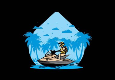 outdoor activity jet sky sport on the beach illustration design
