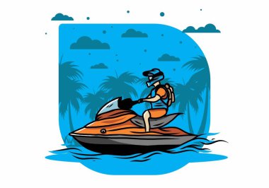 outdoor activity jet sky sport on the beach illustration design