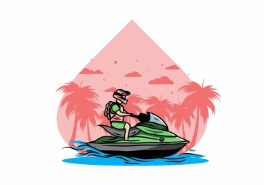 outdoor activity jet sky sport on the beach illustration design