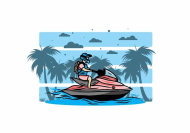 outdoor activity jet sky sport on the beach illustration design