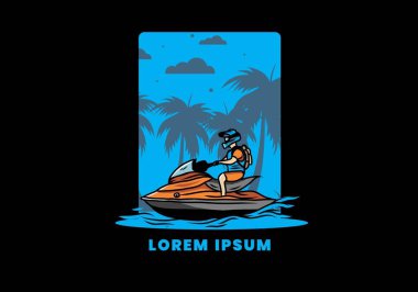 outdoor activity jet sky sport on the beach illustration design