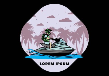outdoor activity jet sky sport on the beach illustration design