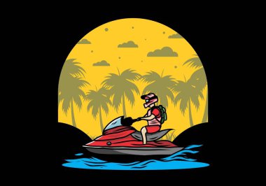 outdoor activity jet sky sport on the beach illustration design