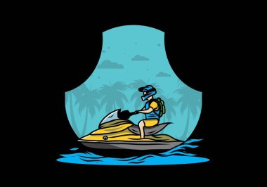 outdoor activity jet sky sport on the beach illustration design
