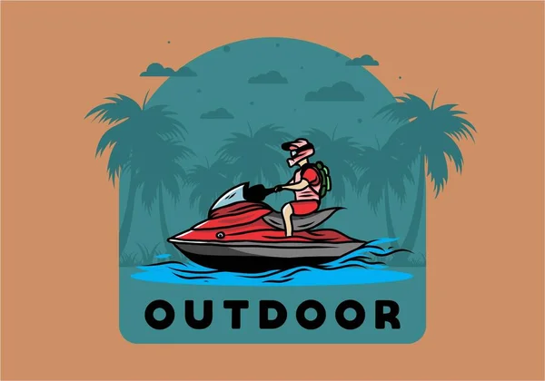 Outdoor Activity Jet Sky Sport Beach Illustration Design — Stok Vektör