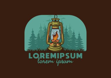 Çam ağaçları arasında alev saçan renkli dış fener tasarımı.