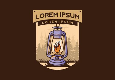 Çam ağaçları arasında alev saçan renkli dış fener tasarımı.