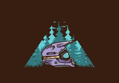 Renkli açık hava motokros kask çizimi tasarımı