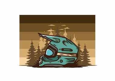 Renkli açık hava motokros kask çizimi tasarımı