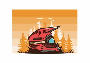 Renkli açık hava motokros kask çizimi tasarımı