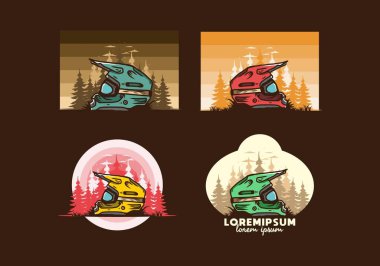 Renkli açık hava motokros kask çizimi tasarımı