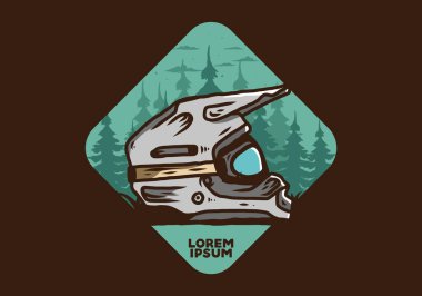 Renkli açık hava motokros kask çizimi tasarımı