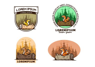 Ölü bir ağaç gövdesinde saklanan yalnız sincap çizimi