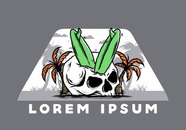 Hindistancevizi ağaçlarının arasına sıkışmış sörf tahtasının renkli tasarımı