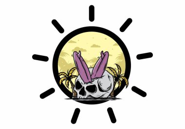 Hindistancevizi ağaçlarının arasına sıkışmış sörf tahtasının renkli tasarımı