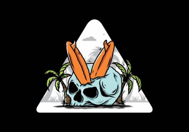 Hindistancevizi ağaçlarının arasına sıkışmış sörf tahtasının renkli tasarımı