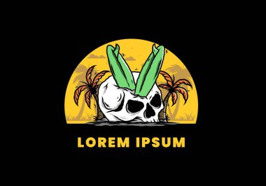 Hindistancevizi ağaçlarının arasına sıkışmış sörf tahtasının renkli tasarımı