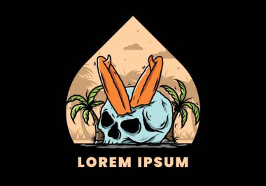 Hindistancevizi ağaçlarının arasına sıkışmış sörf tahtasının renkli tasarımı