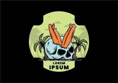 Hindistancevizi ağaçlarının arasına sıkışmış sörf tahtasının renkli tasarımı