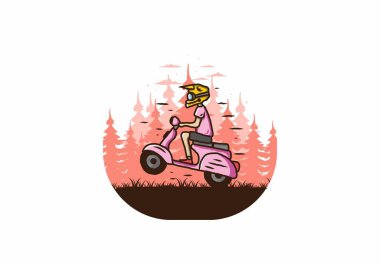 Ayakta duran scooter 'ın renkli tasarımı